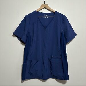 Cherokee Iflex NWT Navy Blue Scrub Top Size XL Pockets Medical Scrubs